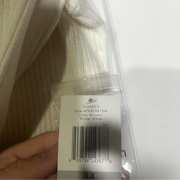 Calvin Klein Scoop Neck Sweater Long Sleeve Ribbed Winter White Size 1X NWT - Picture 6 of 9